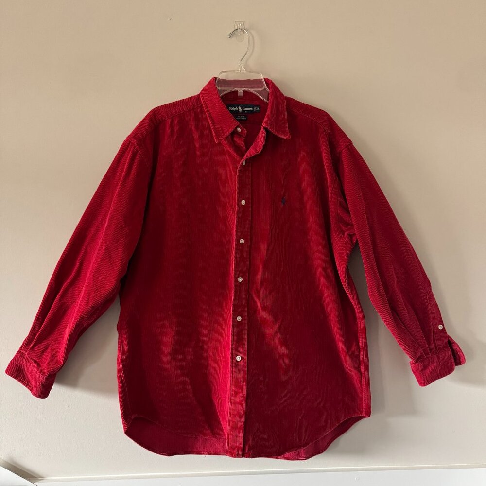 Ralph Lauren Blue Label Red Corduroy Button-Down Shirt